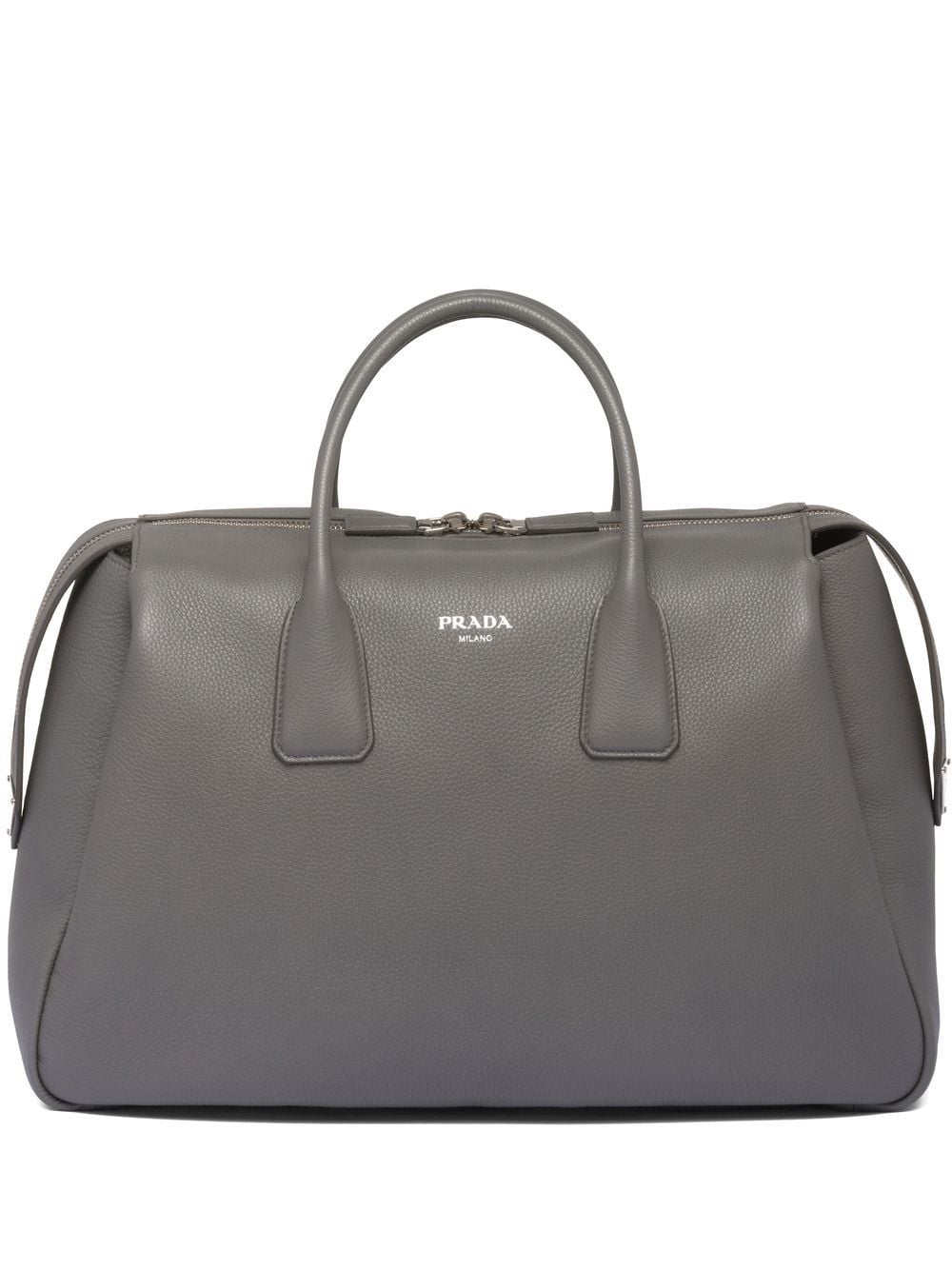 Pra*a triangle logo leather travel bag