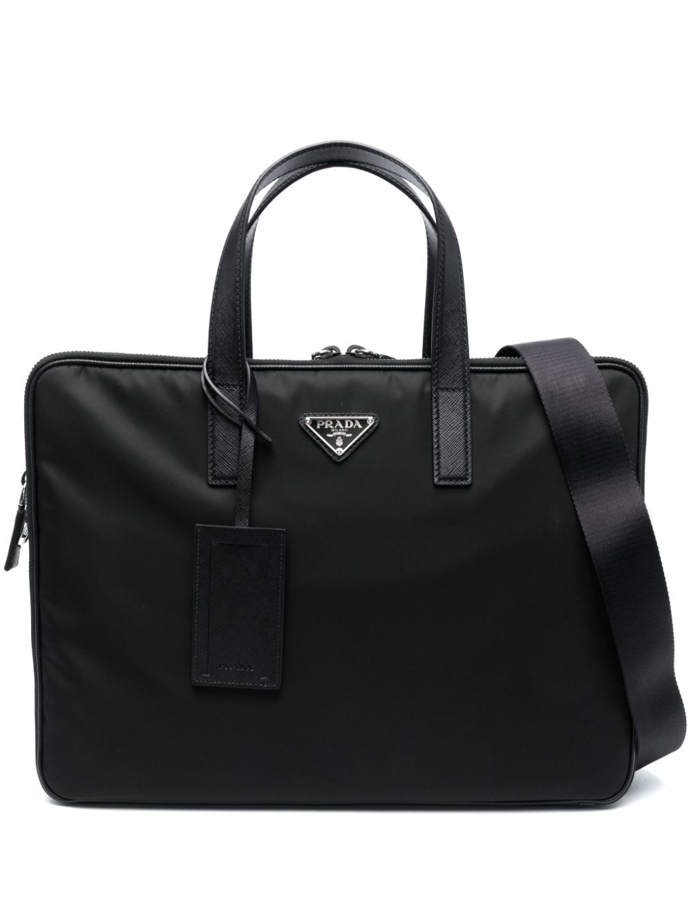 Pra*a logo-plaque laptop bag