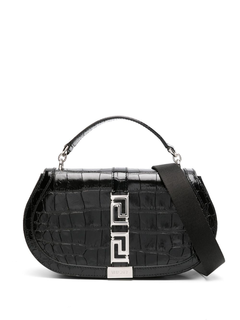 Versace Greca Goddess croc-embossed shoulder bag