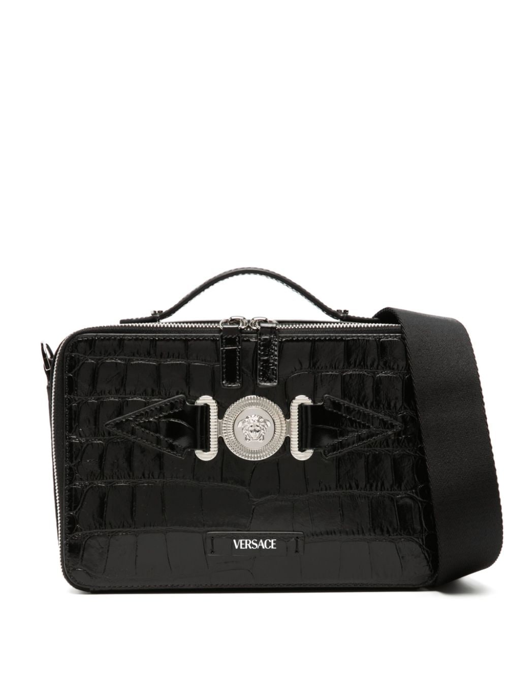 Versace Medusa-plaque leather messenger bag