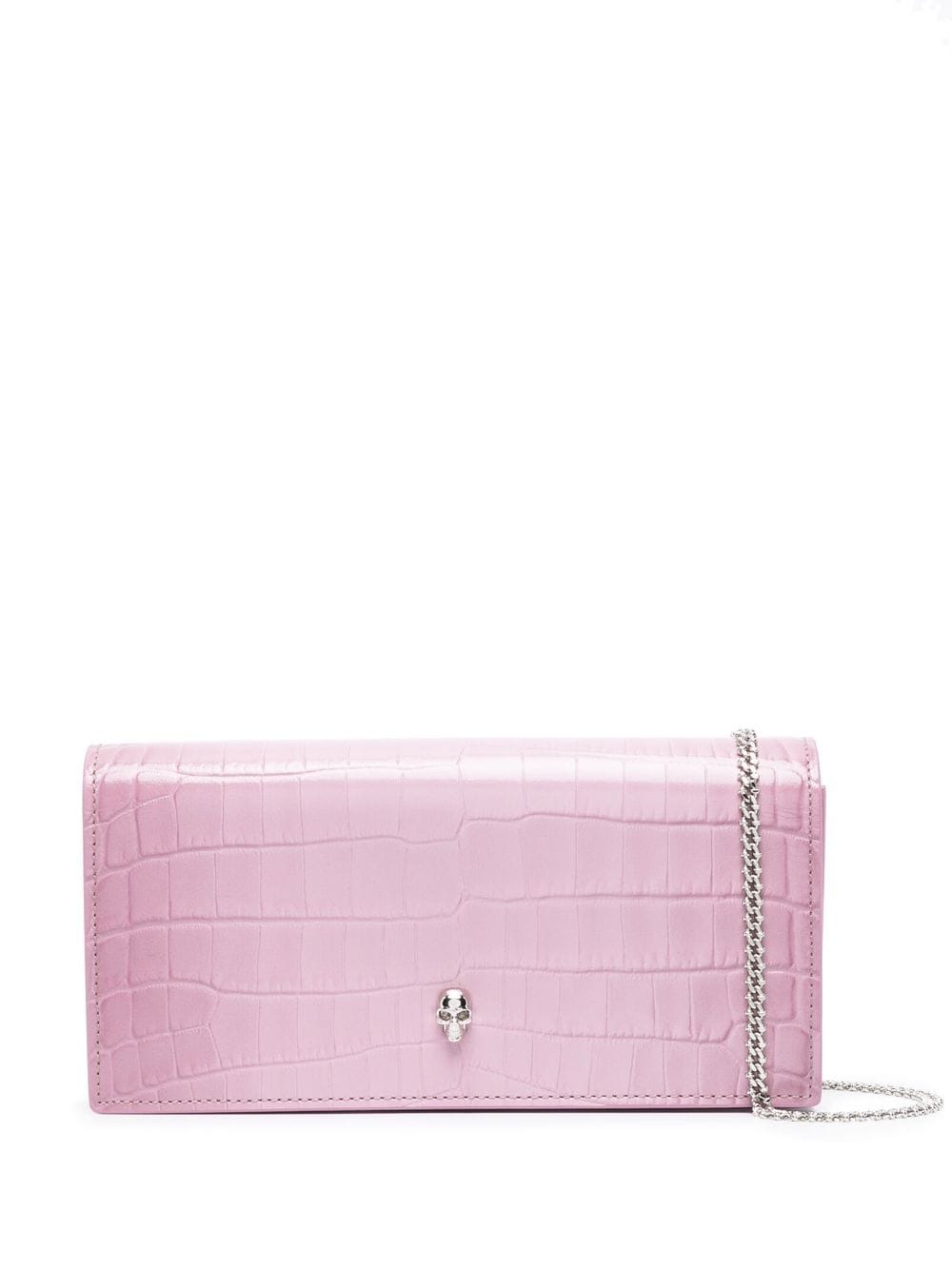 Alexander McQueen crocodile-embossed skull-stud crossbody bag