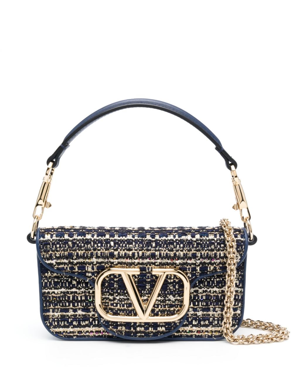 Valentino Garavani Locò tweed leather tote bag