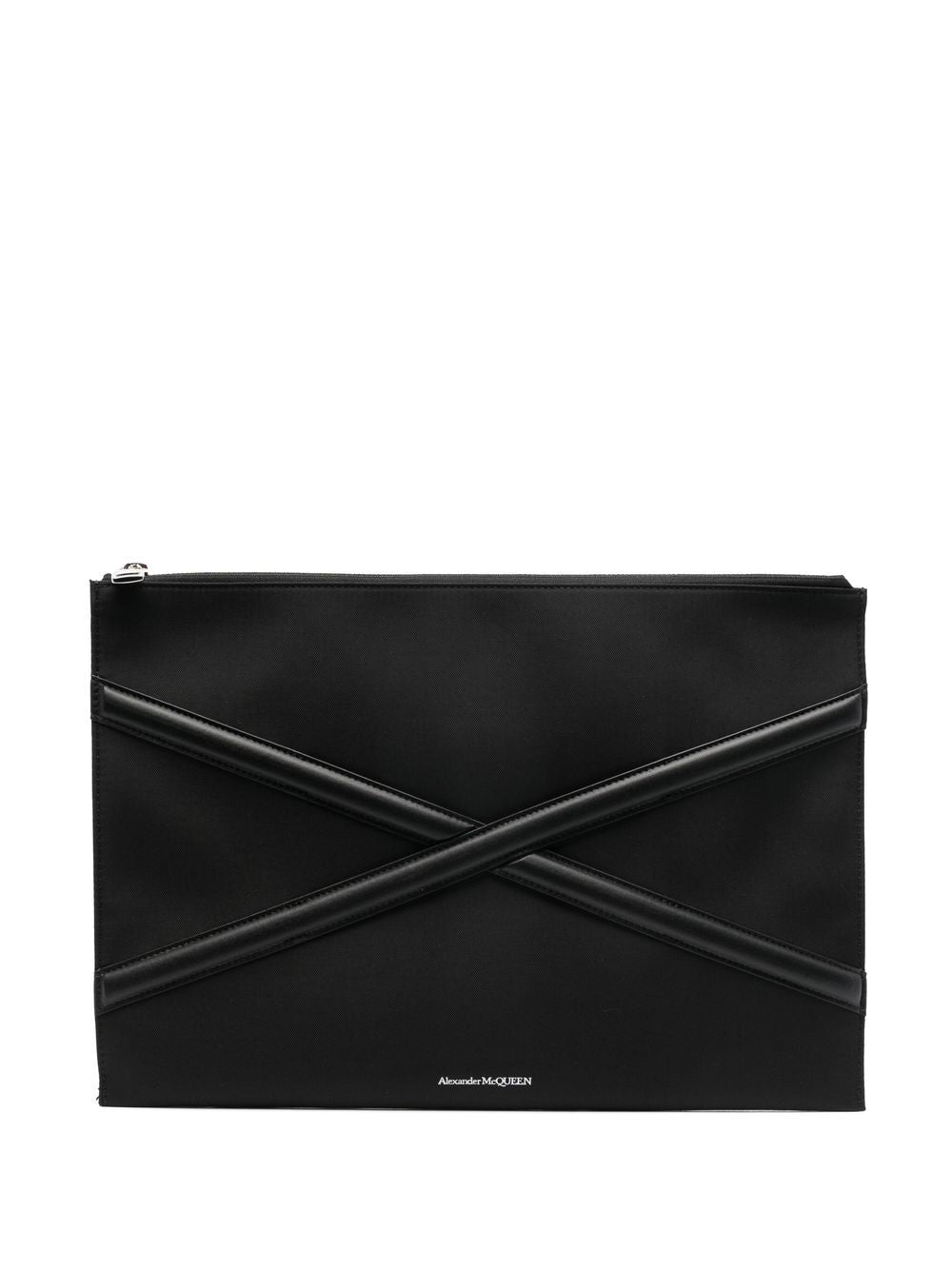 Alexander McQueen Harness logo-print clutch bag