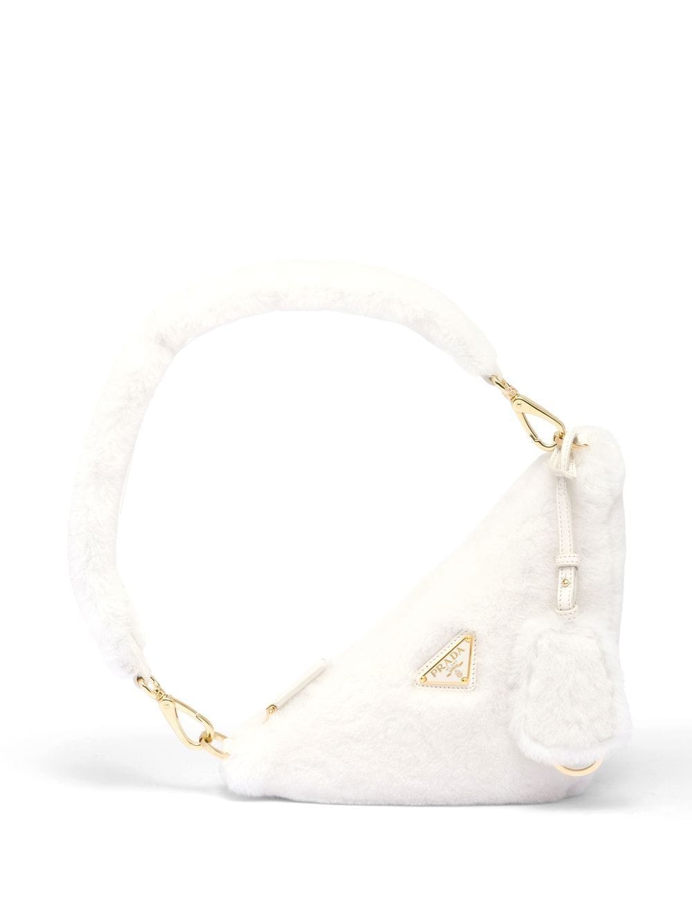 Pra*a mini triangle logo shearling shoulder bag