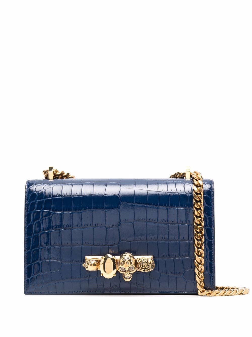 Alexander McQueen Jewelled crocodile-effect crossbody bag