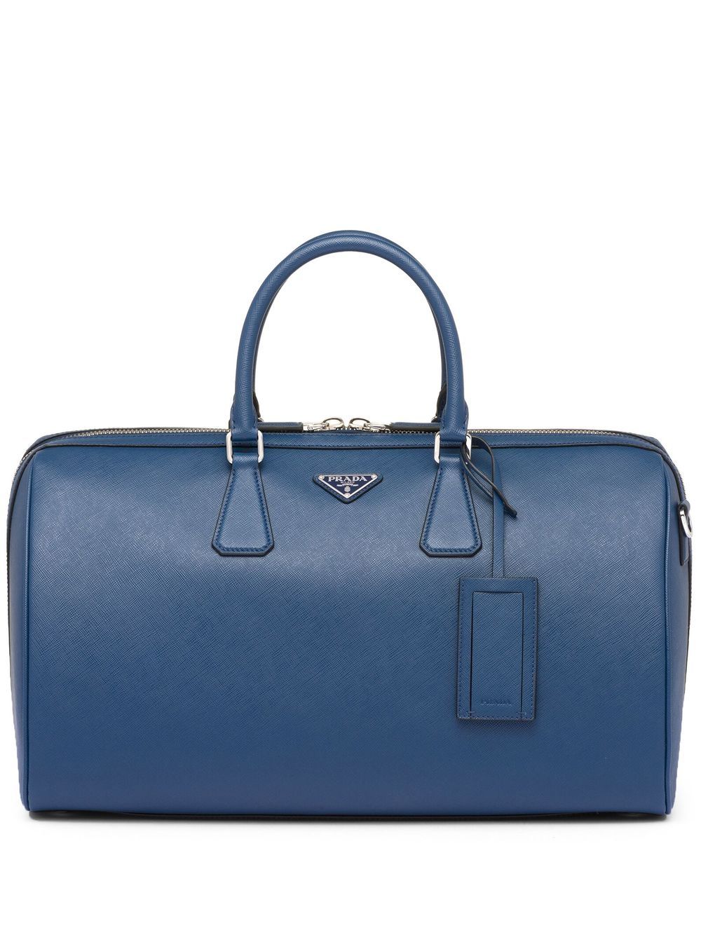 Pra*a leather logo-patch travel bag