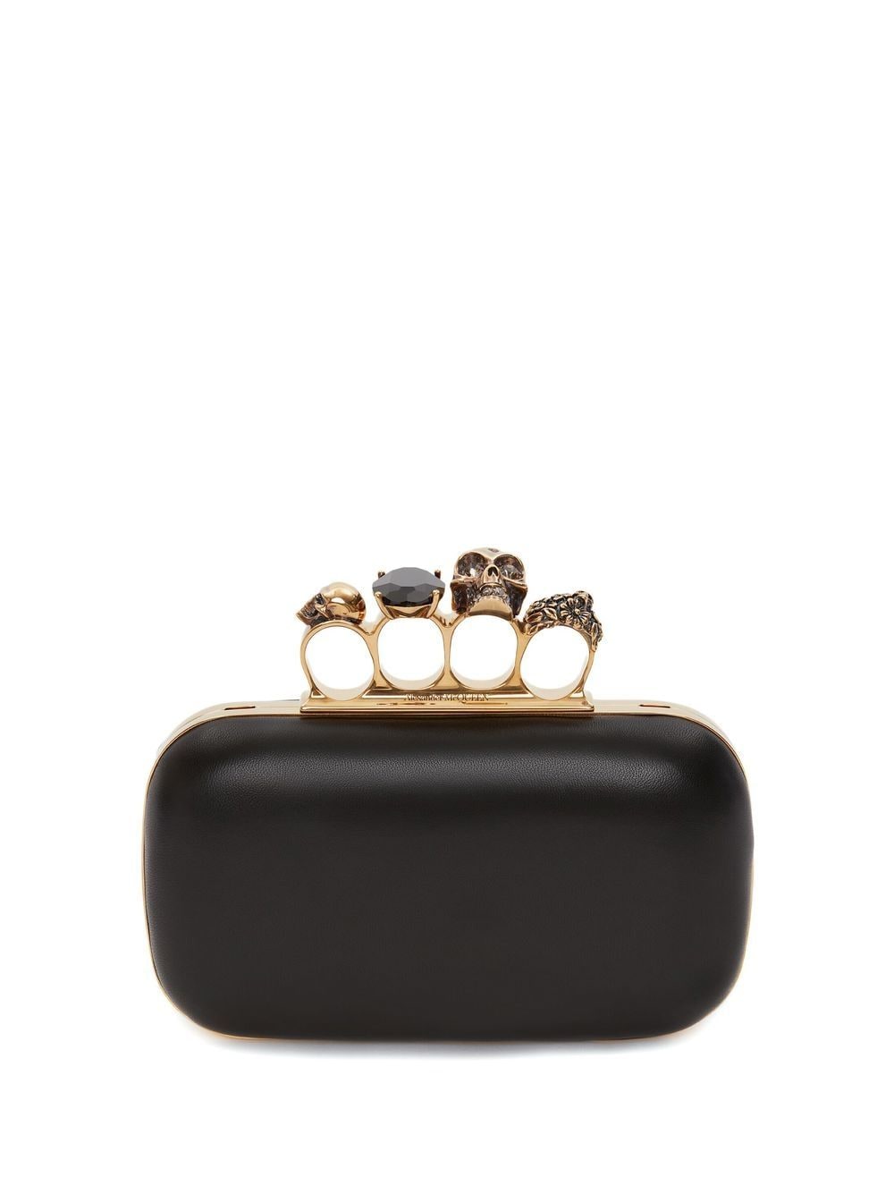 Alexander McQueen leather Skull Four-Ring clutch bag