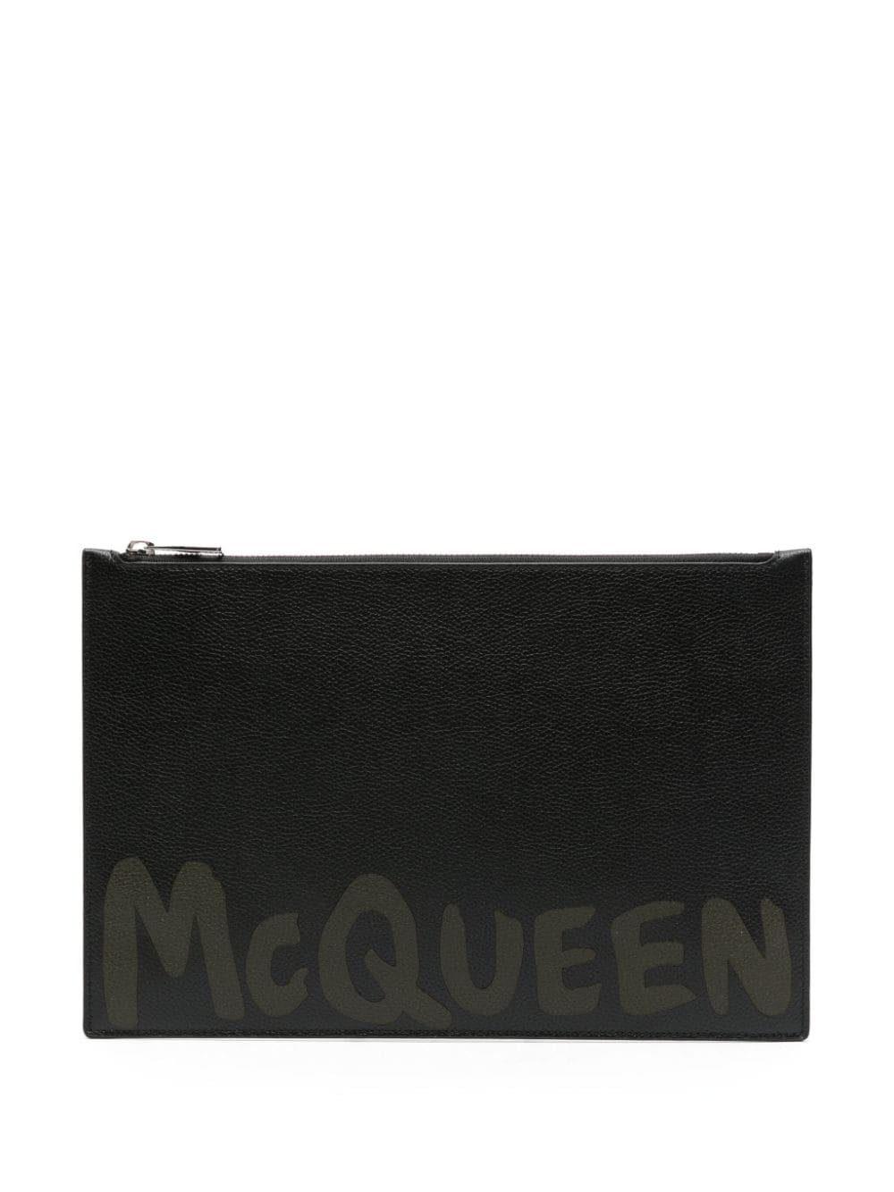 Alexander McQueen logo-print leather clutch bag