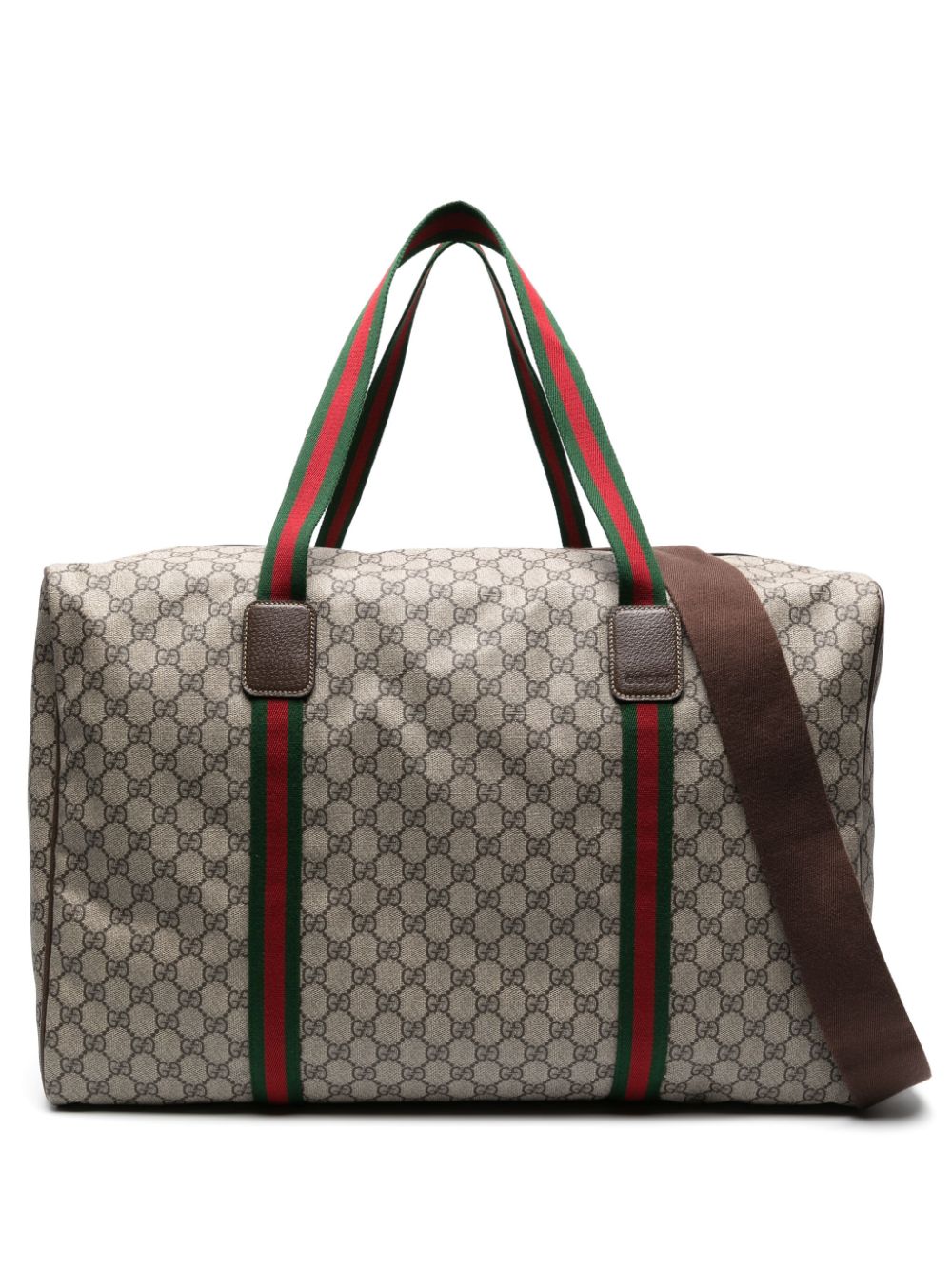 G*u*i large web-detail leather holdall