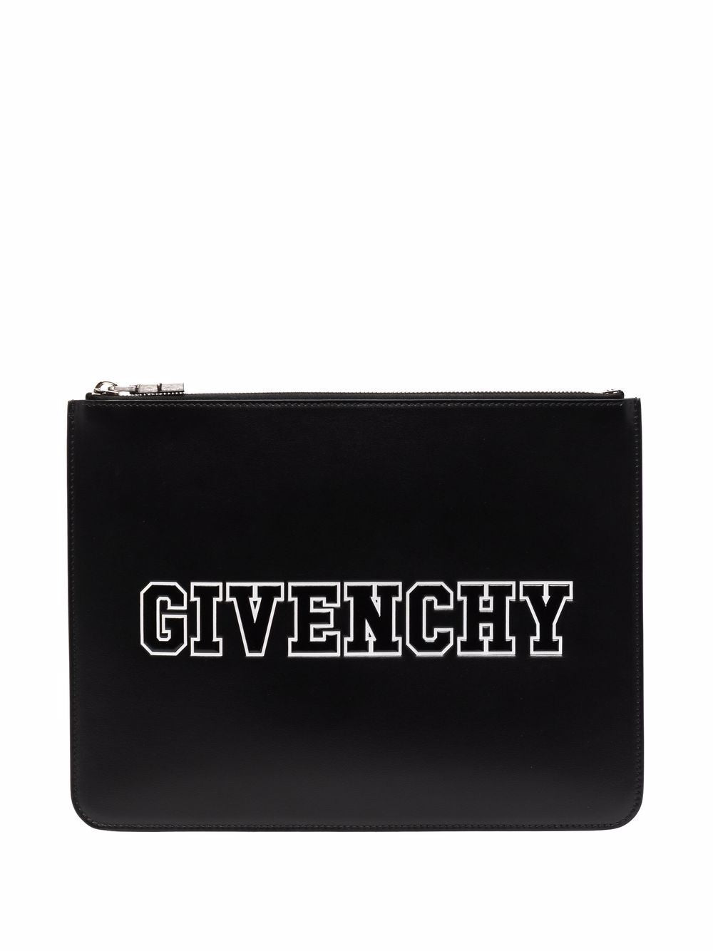Givenchy embossed-logo leather clutch