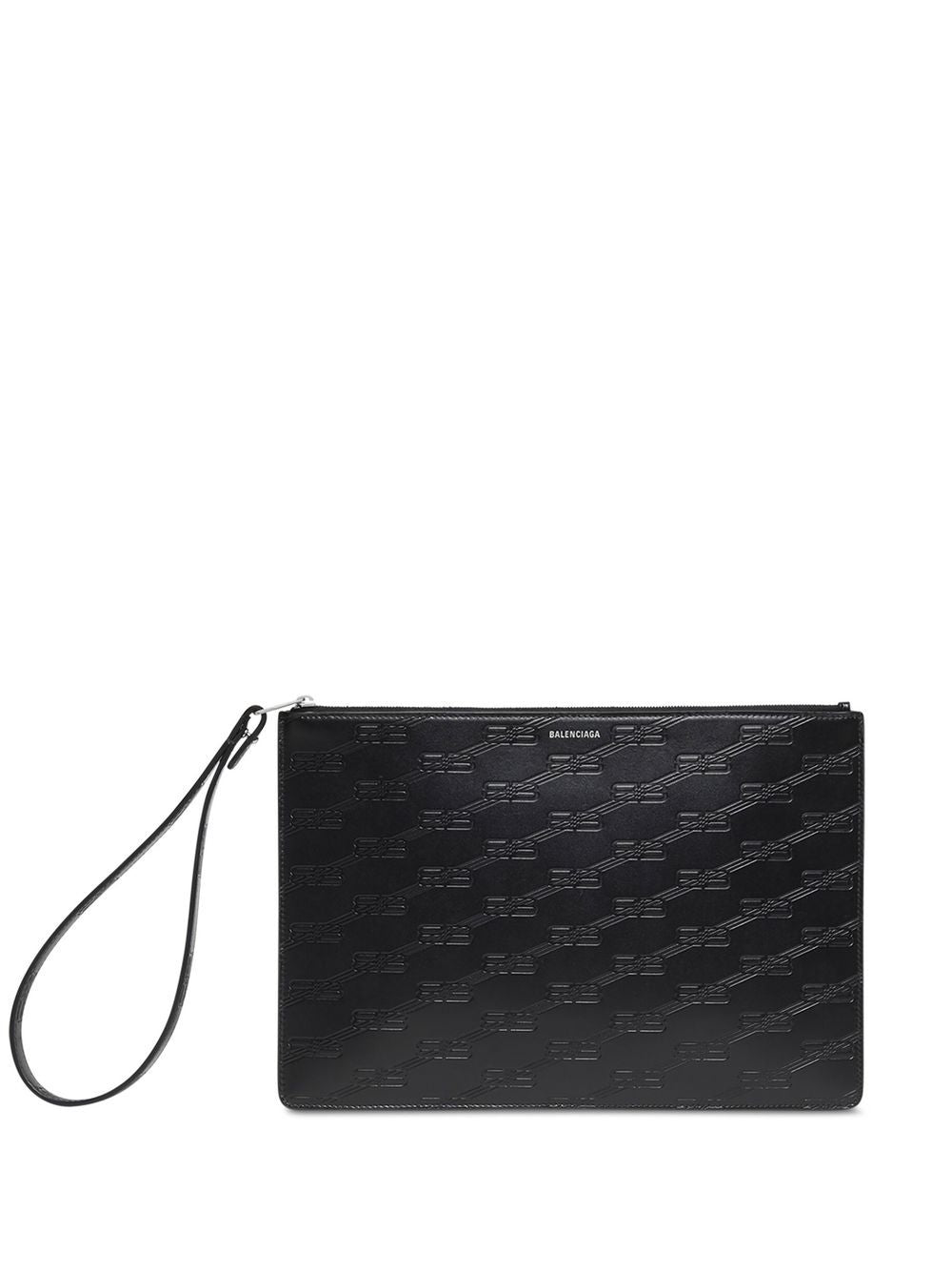 Ba*len*cia*ga monogram-embossed clutch bag