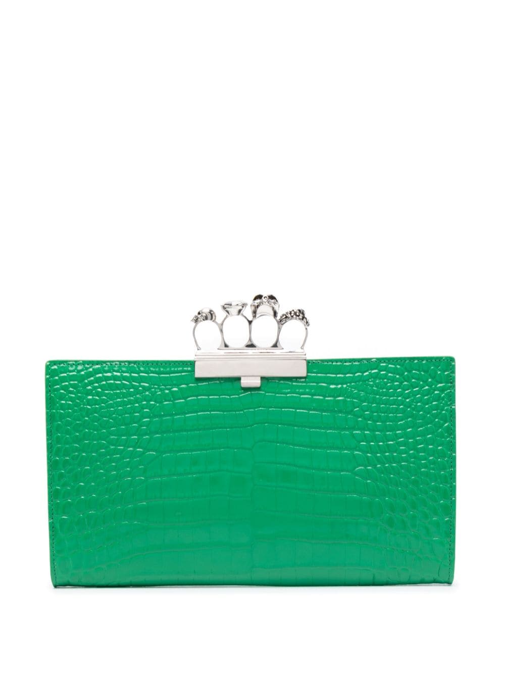 Alexander McQueen Jewelled crocodile-embossed clutch bag