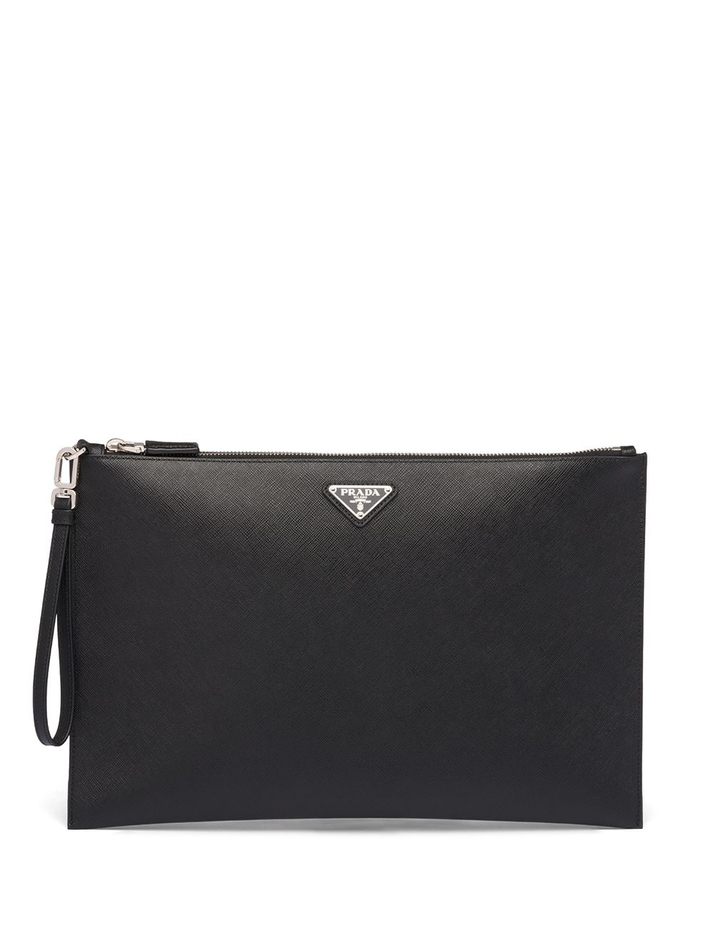 Pra*a logo plaque saffiano pouch