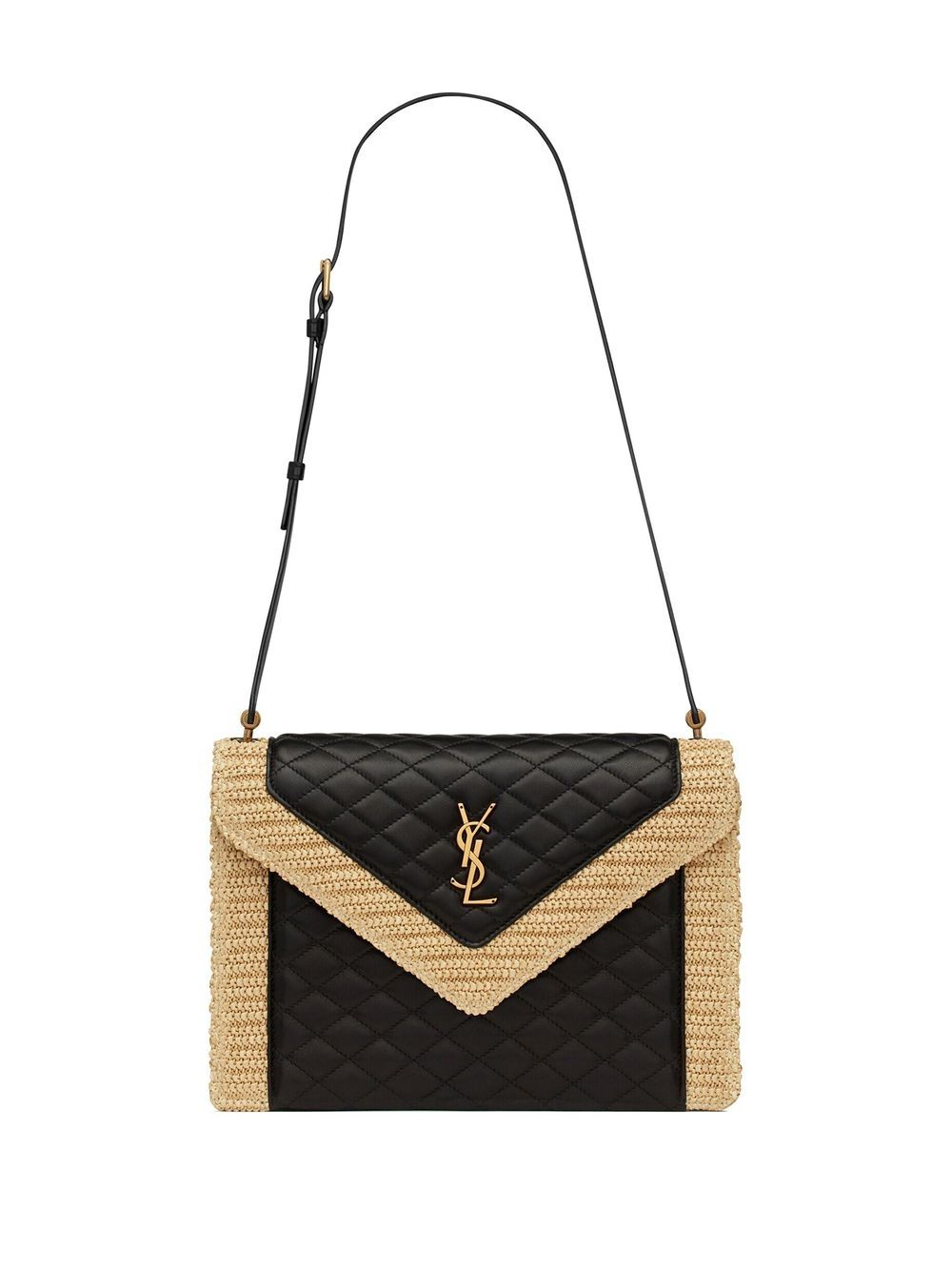 Saint Laurent Gaby raffia quilted-leather satchel