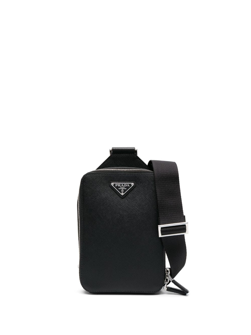 Pra*a triangle-logo leather messenger bag