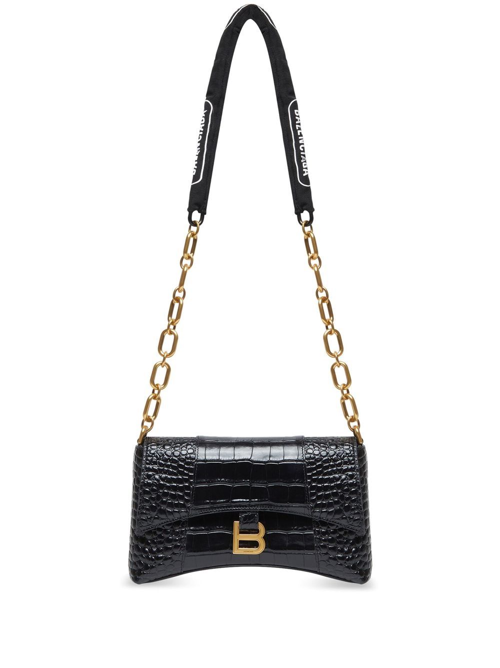 Ba*len*cia*ga downtown xs crocodile-embossed shoulder bag