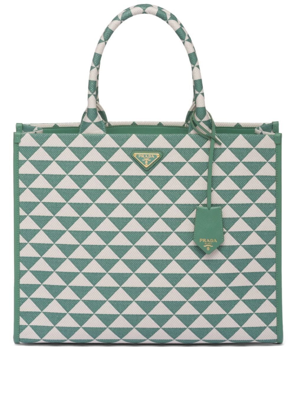 Pra*a large symbole embroidered tote bag