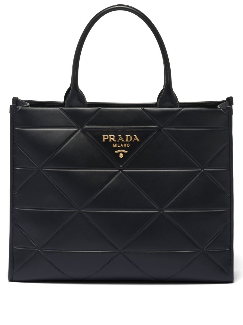 Pra*a large symbole leather tote bag