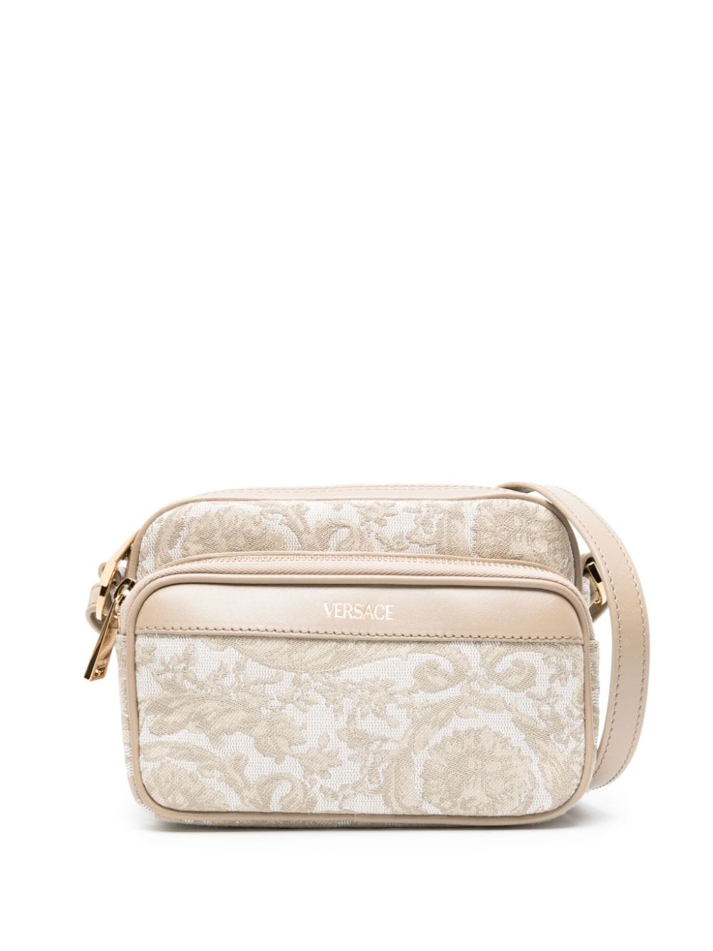 Versace Barocco-jacquard leather messenger bag