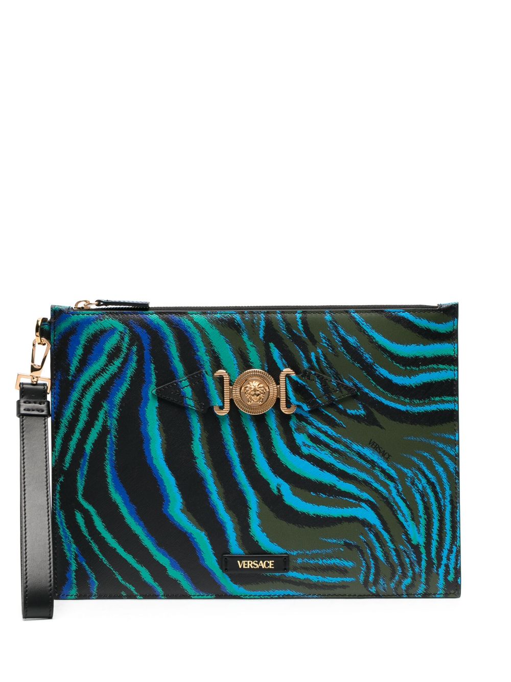 Versace zebra-print clutch bag