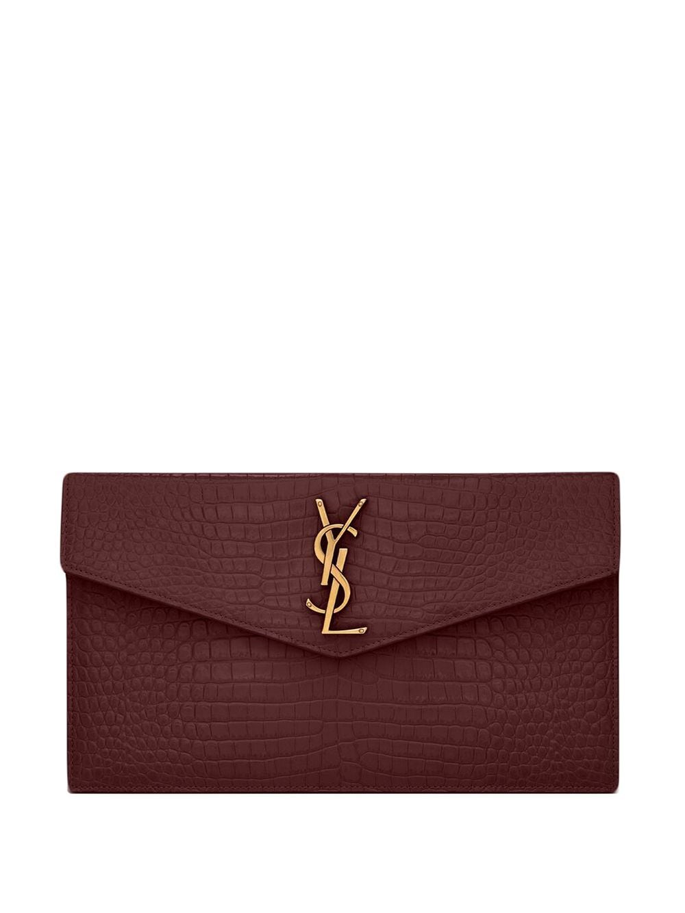 Saint Laurent Uptown crocodile-embossed clutch bag