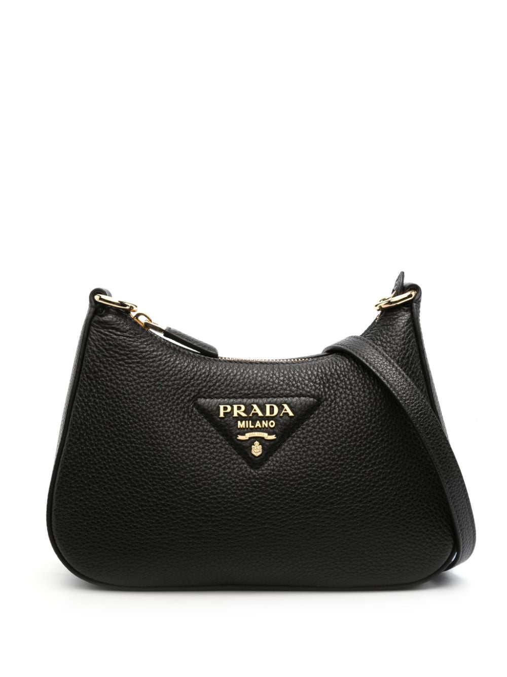 Pra*a enamel-triangle logo leather shoulder bag