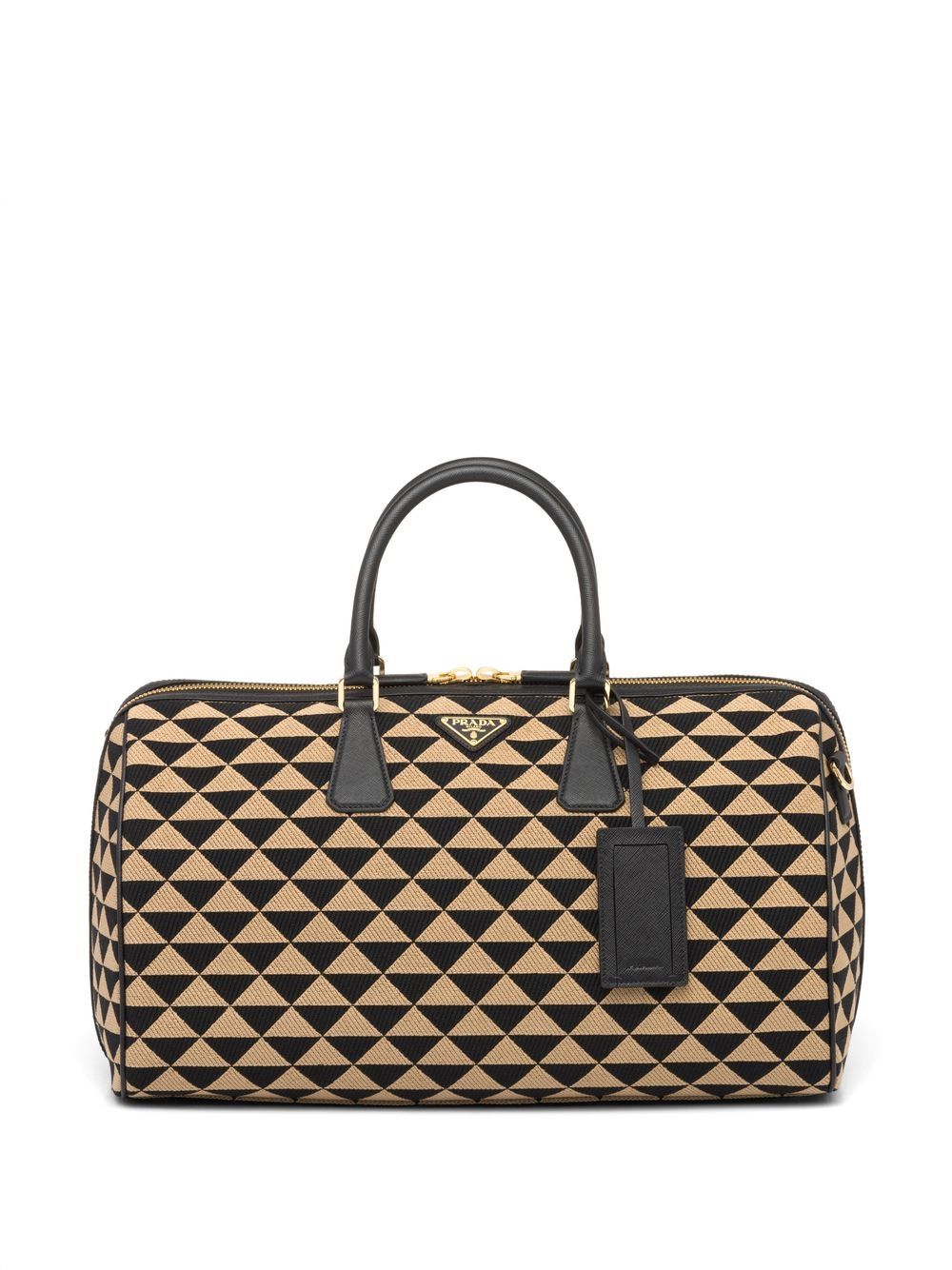 Pra*a symbole embroidered fabric travel bag
