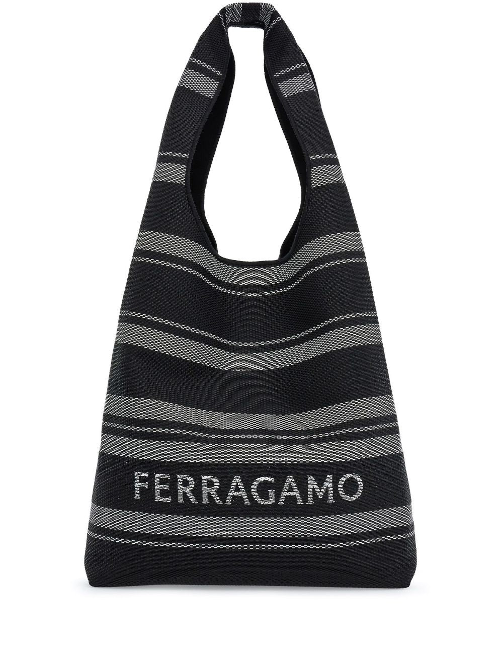 Ferragamo logo-print braided tote bag
