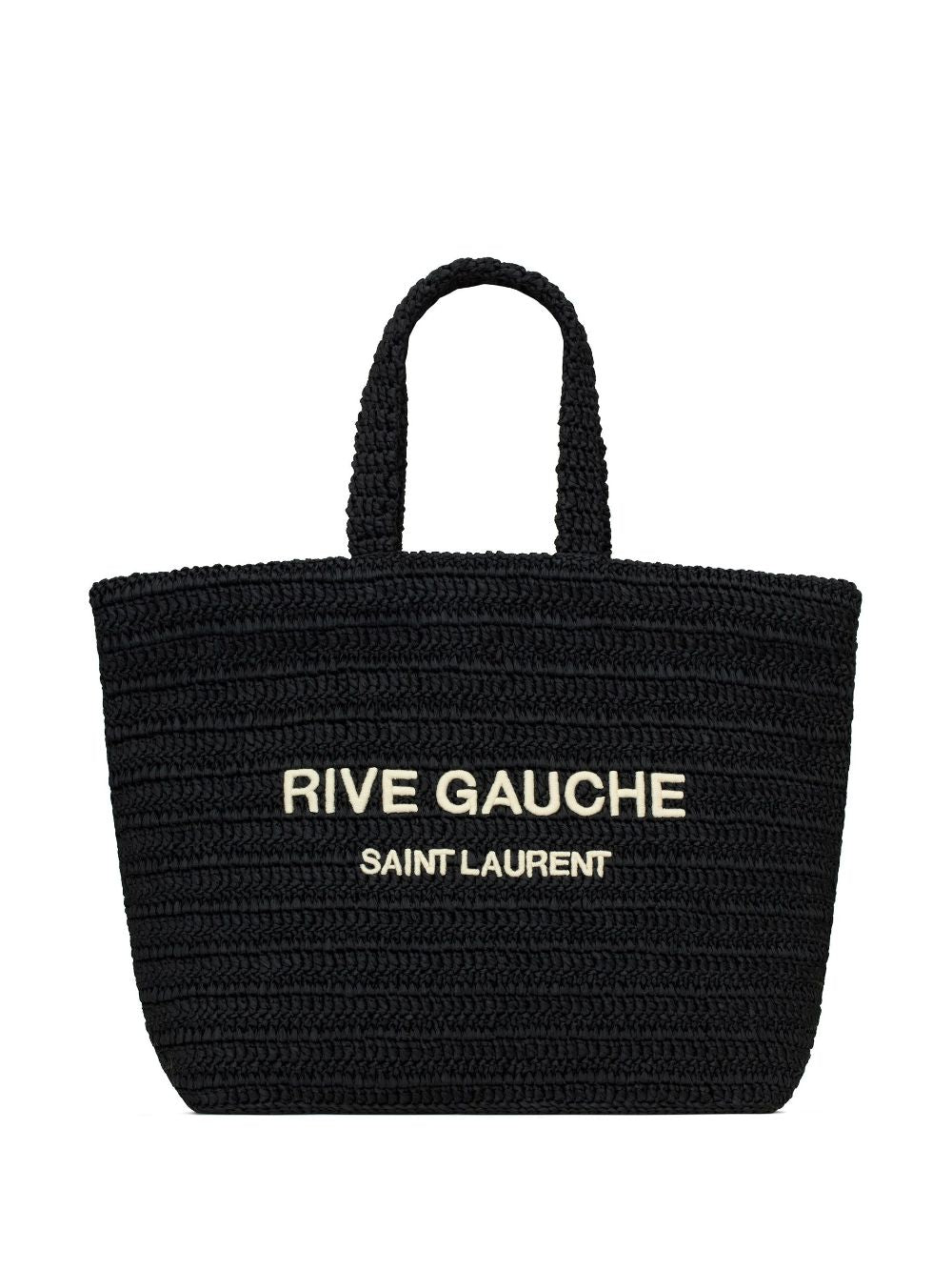 Saint Laurent Rive Gauche embroidered raffia tote bag