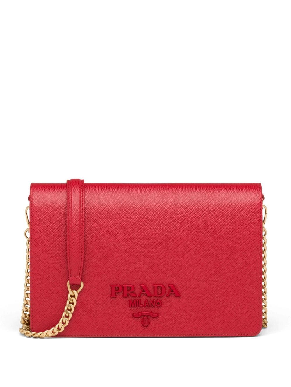 Pra*a logo-plaque saffiano leather mini bag
