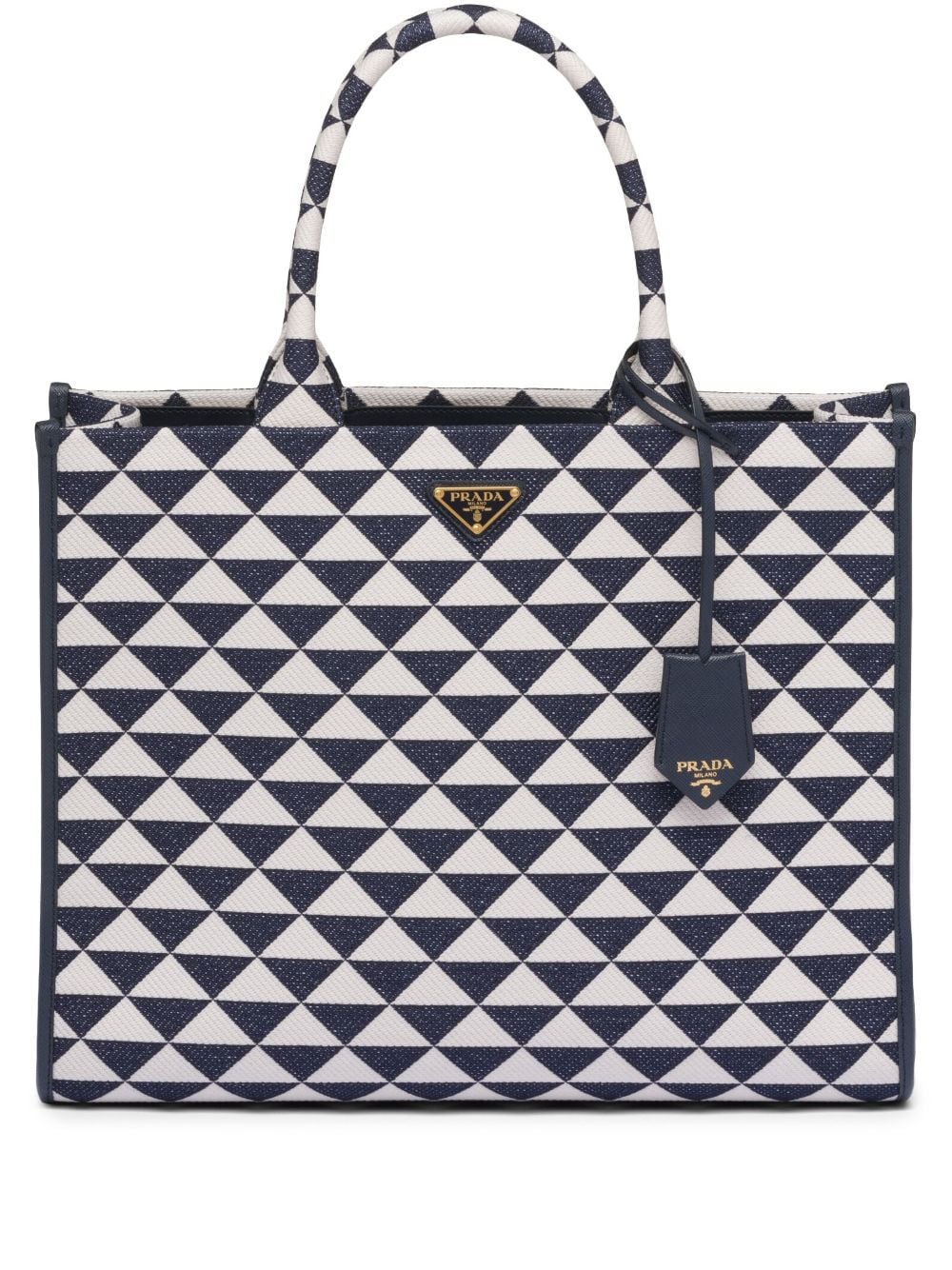 Pra*a large symbole embroidered tote bag