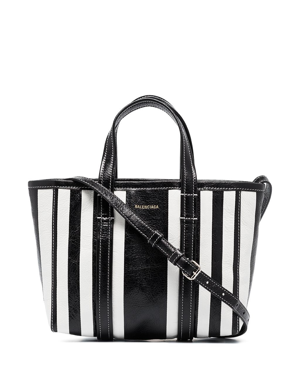 Ba*len*cia*ga small barbes east-west striped shopper tote