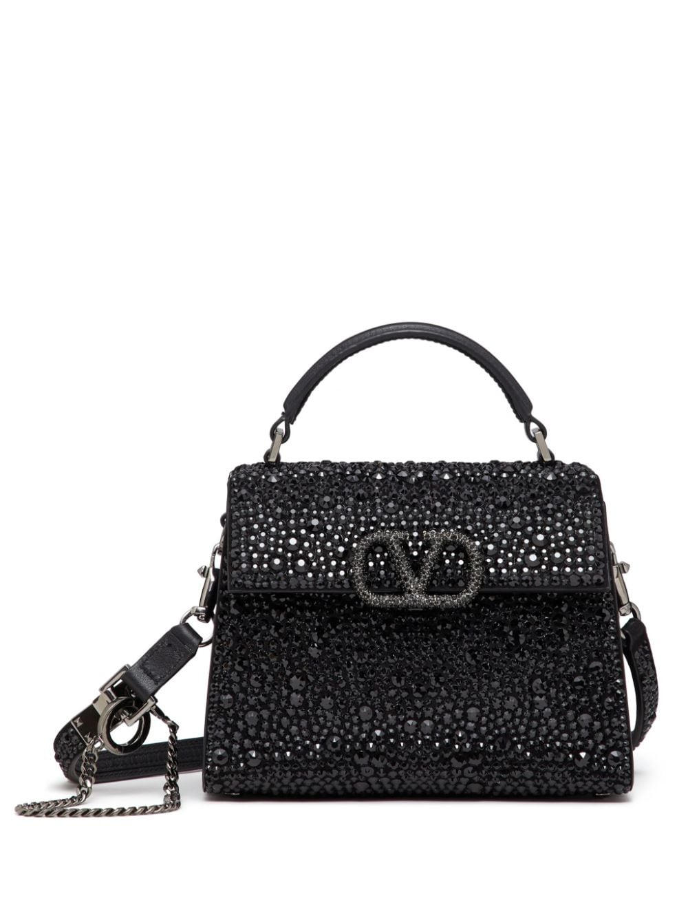 Valentino Garavani VSling crystal-embellished leather tote bag