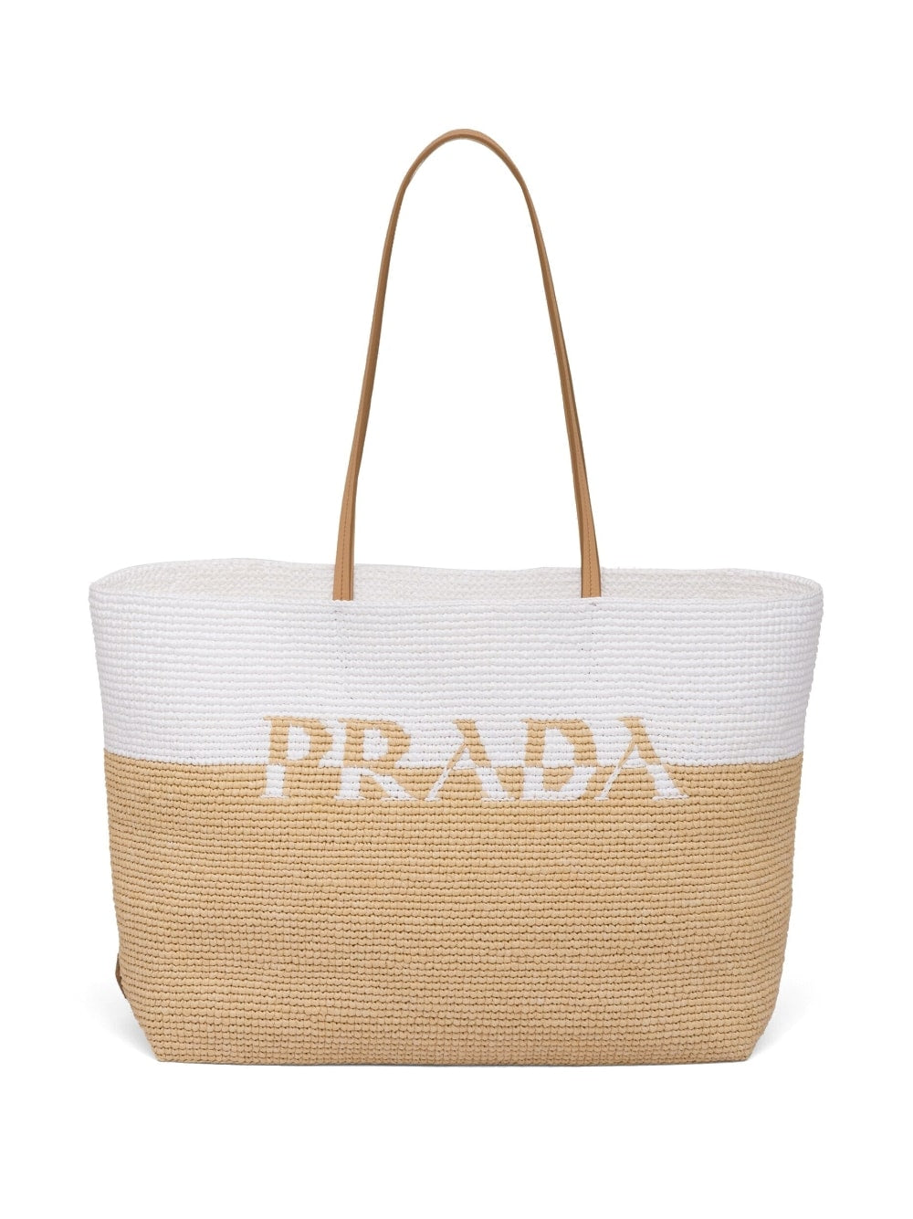 Pra*a logo raffia tote bag