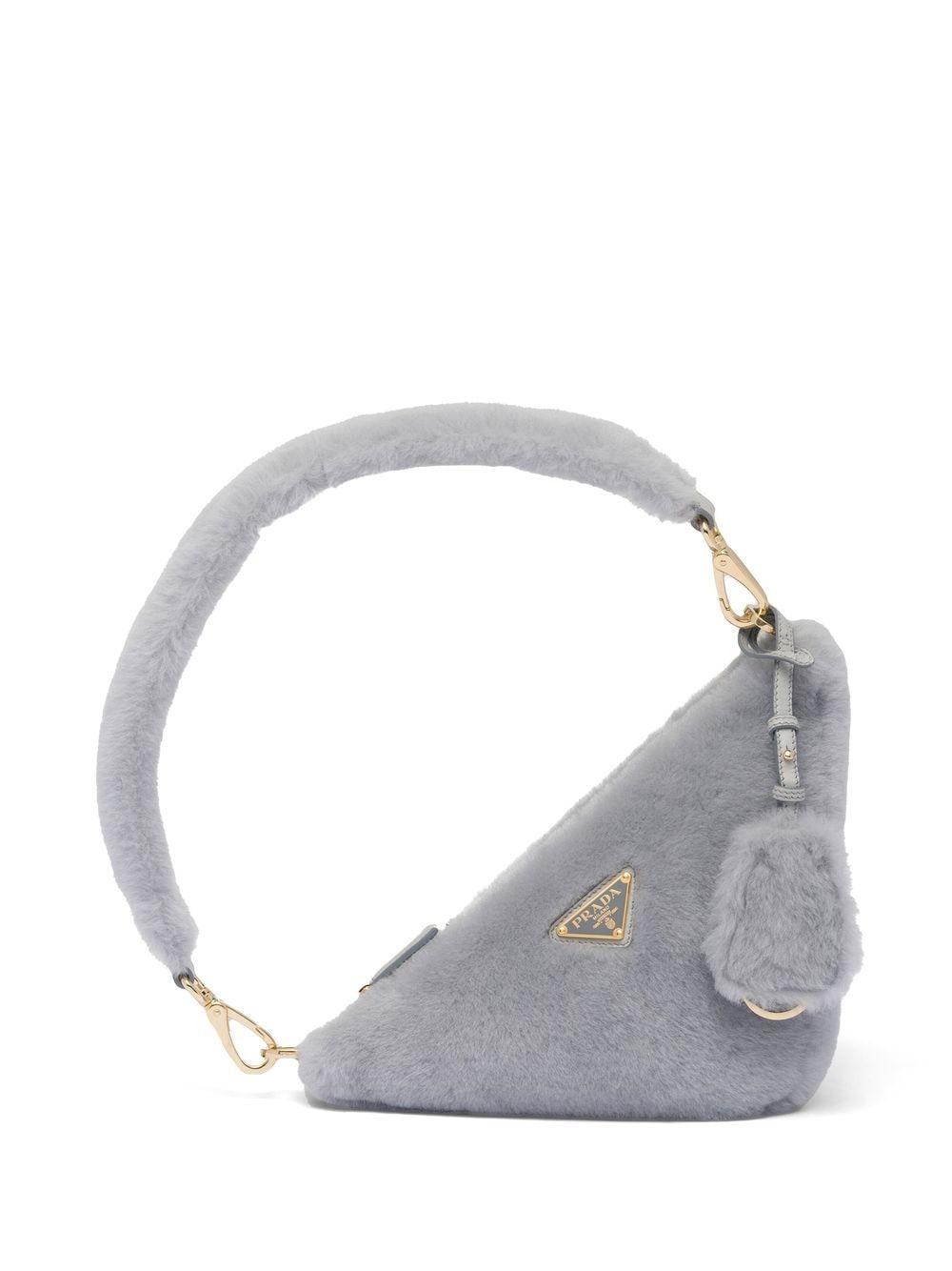 Pra*a mini triangle logo shearling shoulder bag