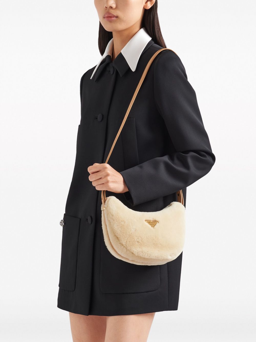 Pra*a arqué shearling shoulder bag