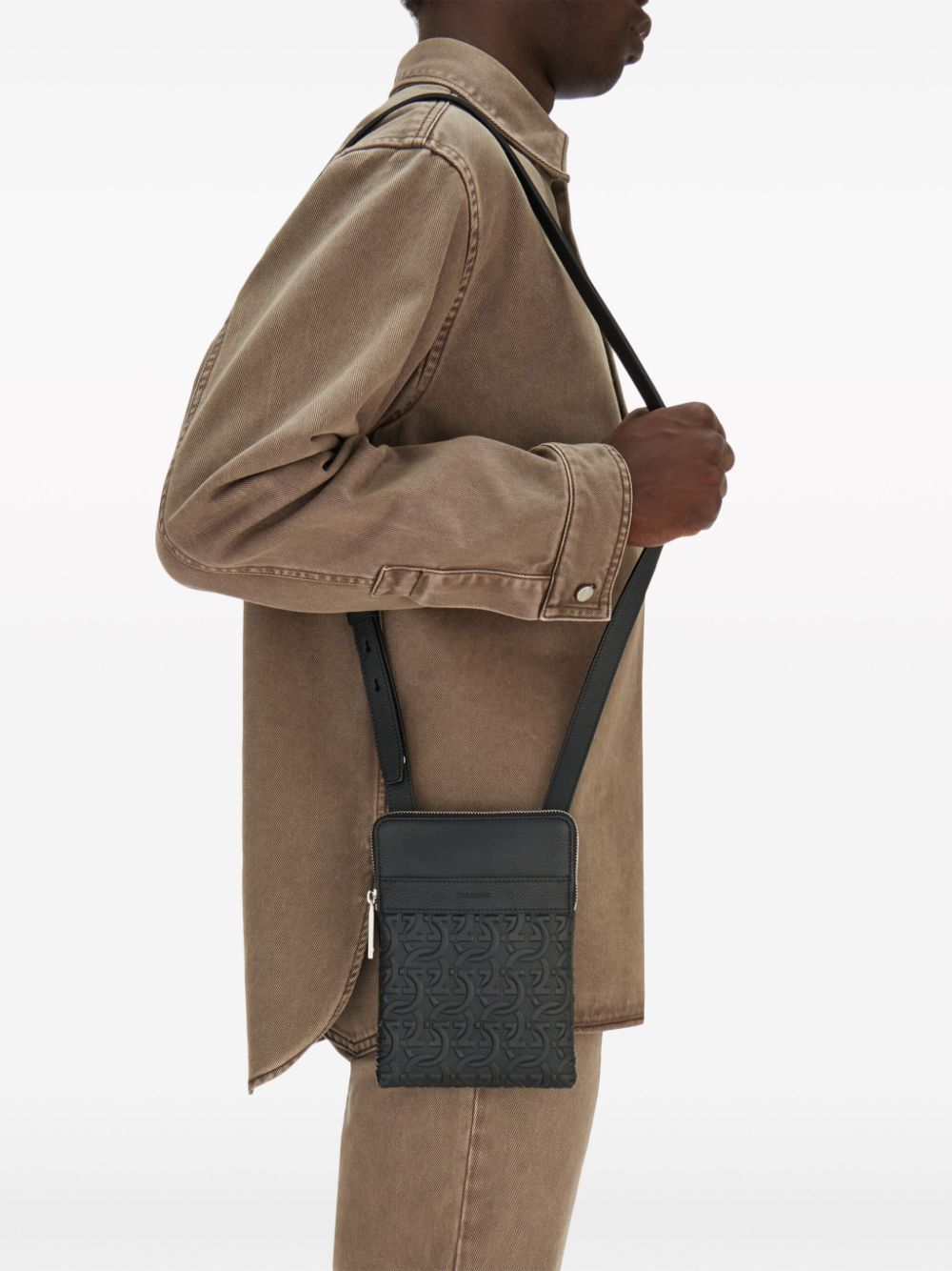 ferragamo N0*H-south gancini leather shoulder bag