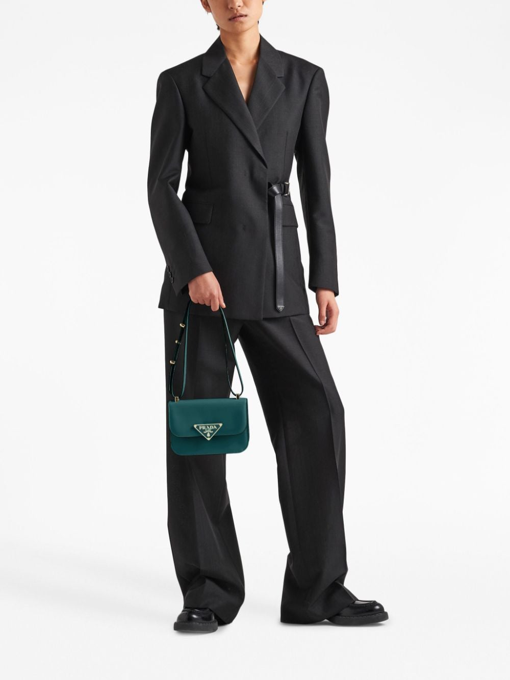 Pra*a emblème saffiano leather shoulder bag