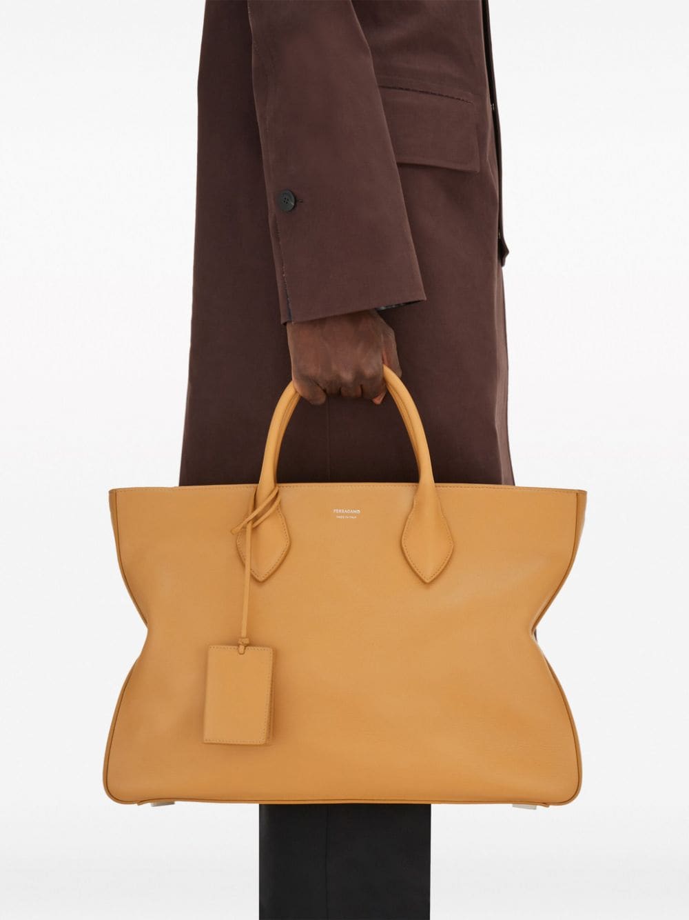 Ferragamo logo-print leather tote bag