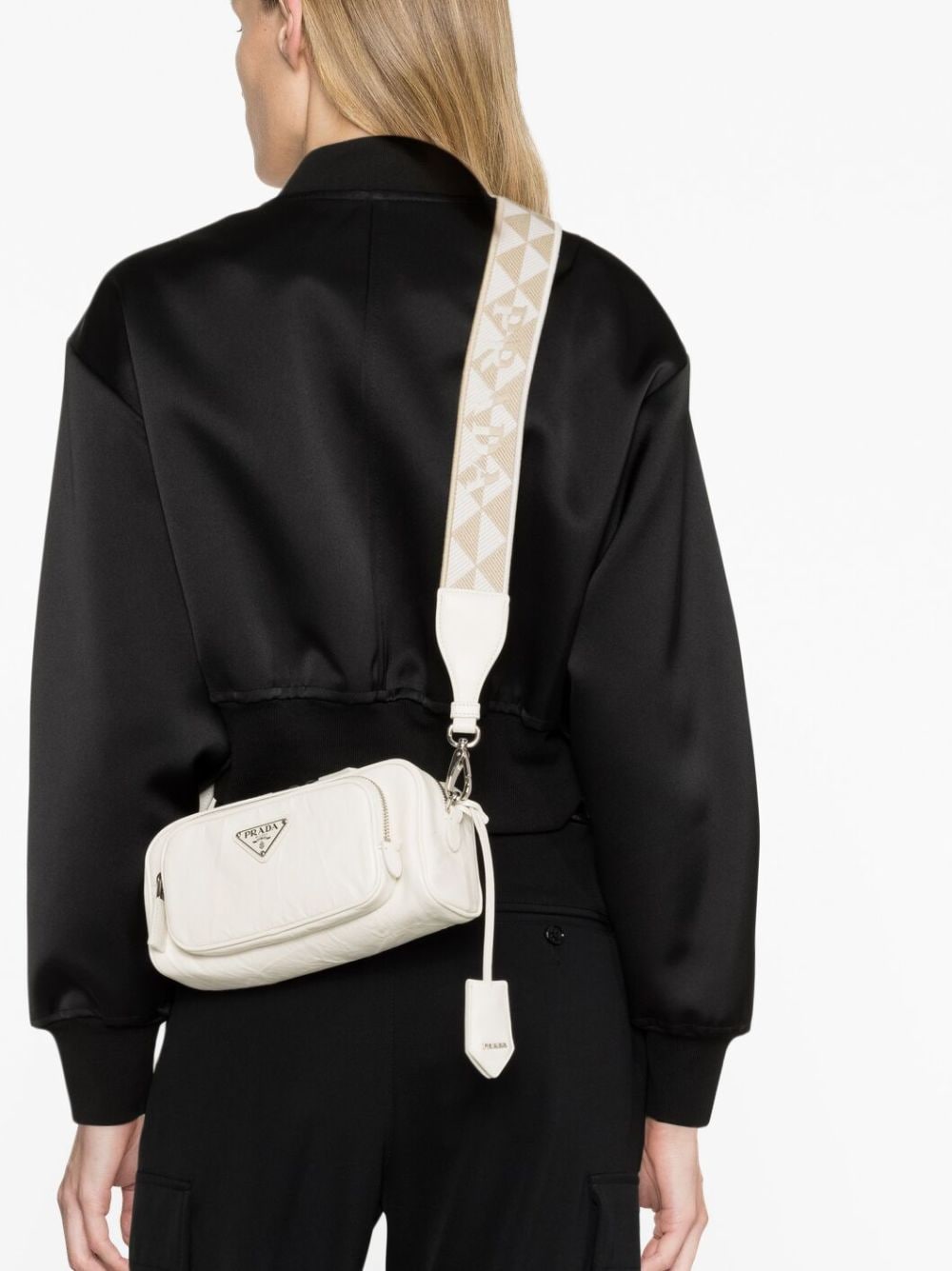 Pra*a logo-plaque leather shoulder bag