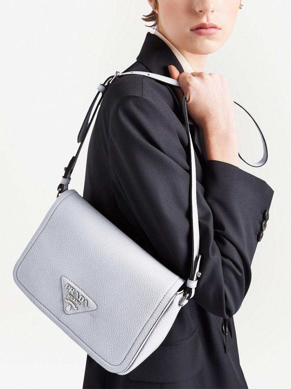 Pra*a logo-plaque leather shoulder bag