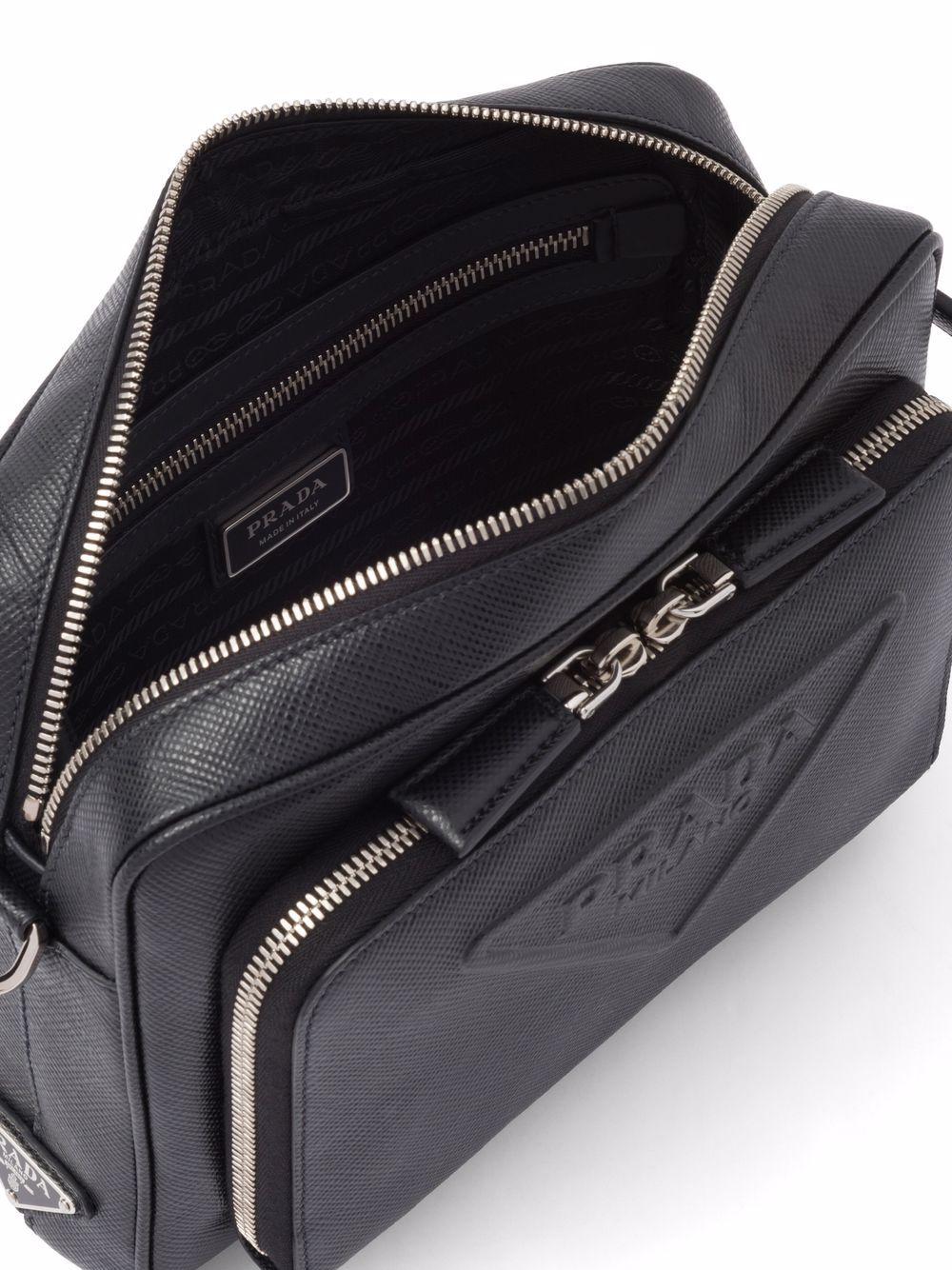Pra*a logo-embossed saffiano leather bag