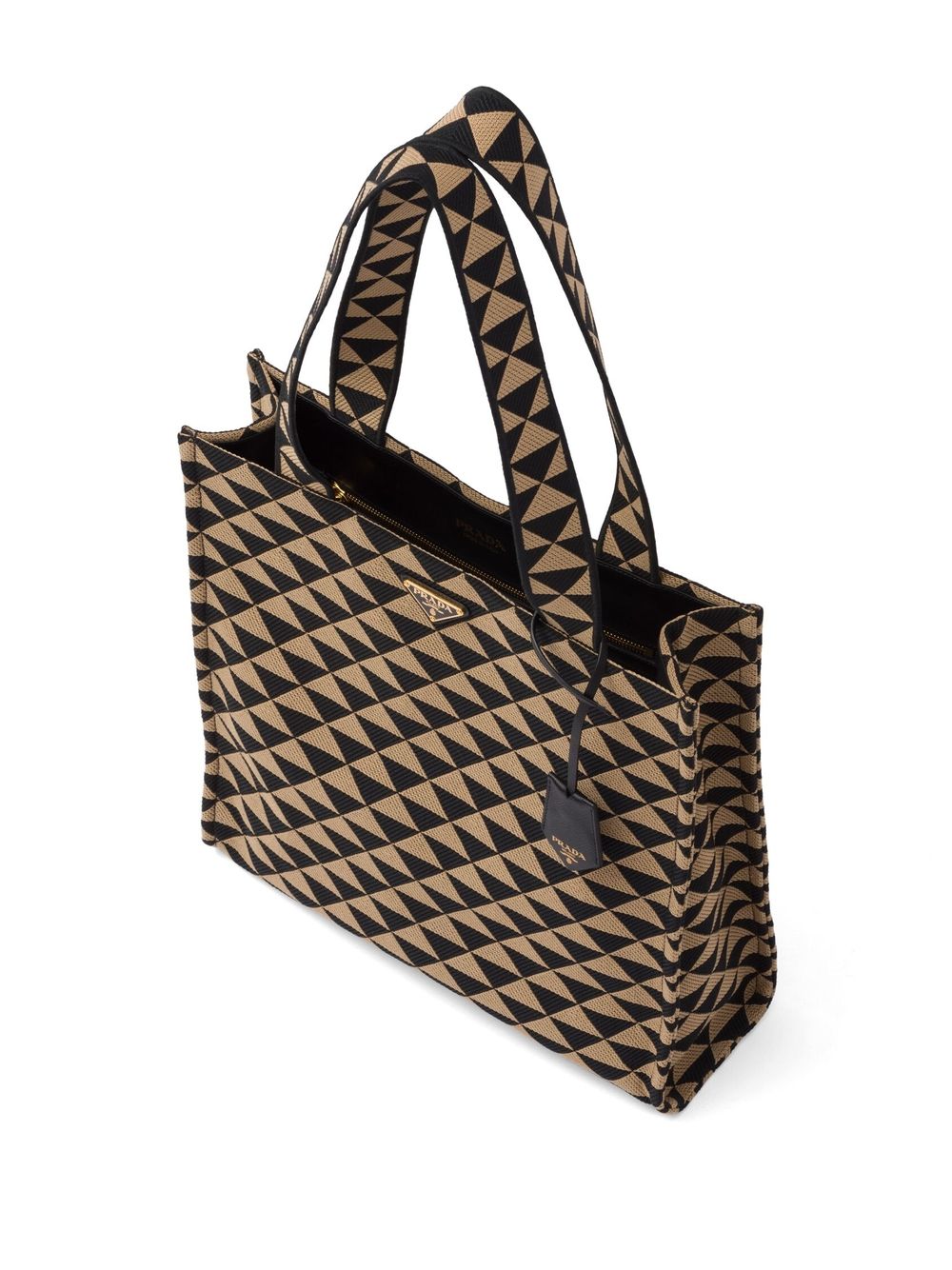 Pra*a large symbole embroidered tote bag