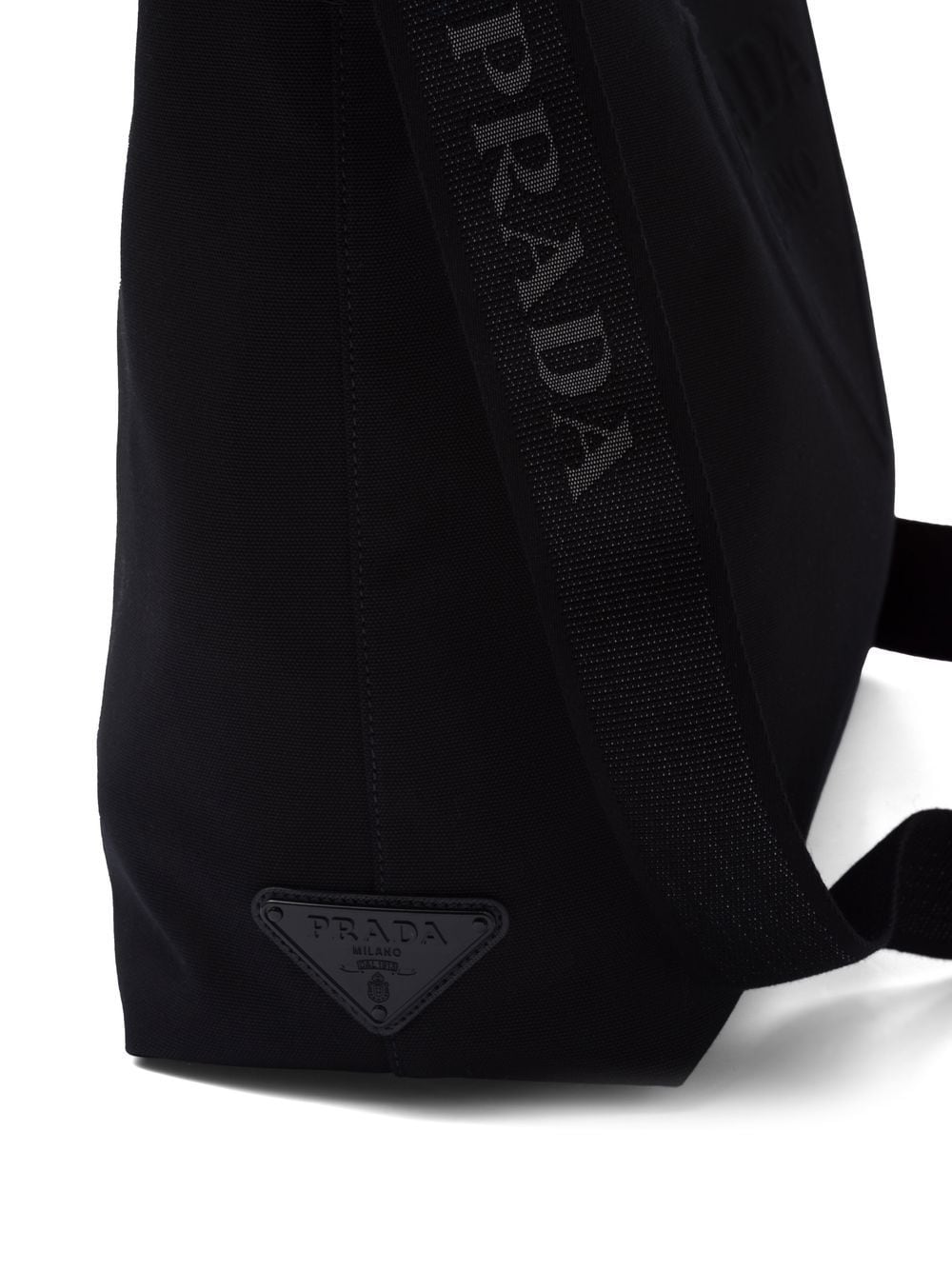 Pra*a embossed triangle-logo canvas tote bag