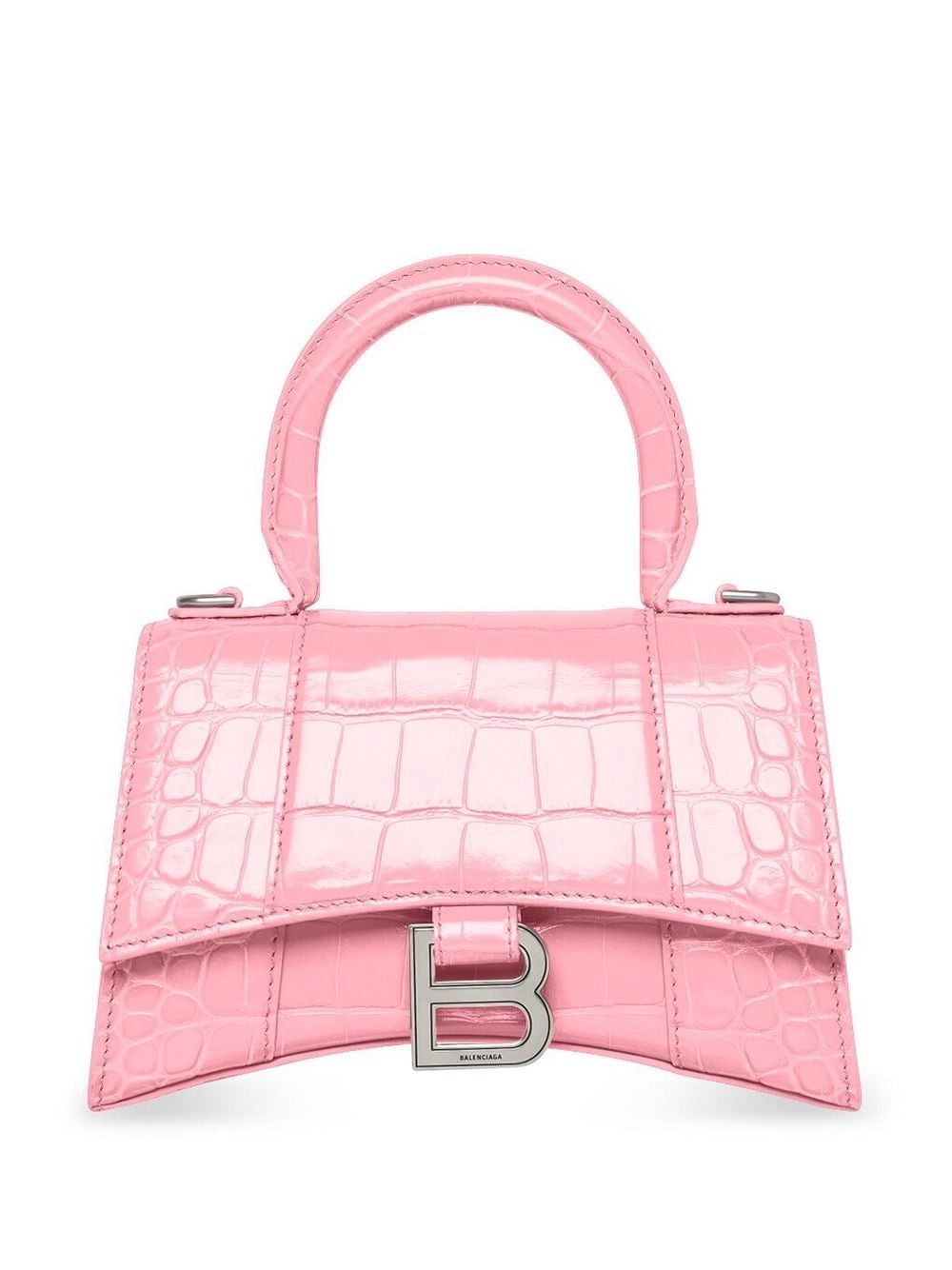 Ba*len*cia*ga hourglass crocodile-embossed handbag