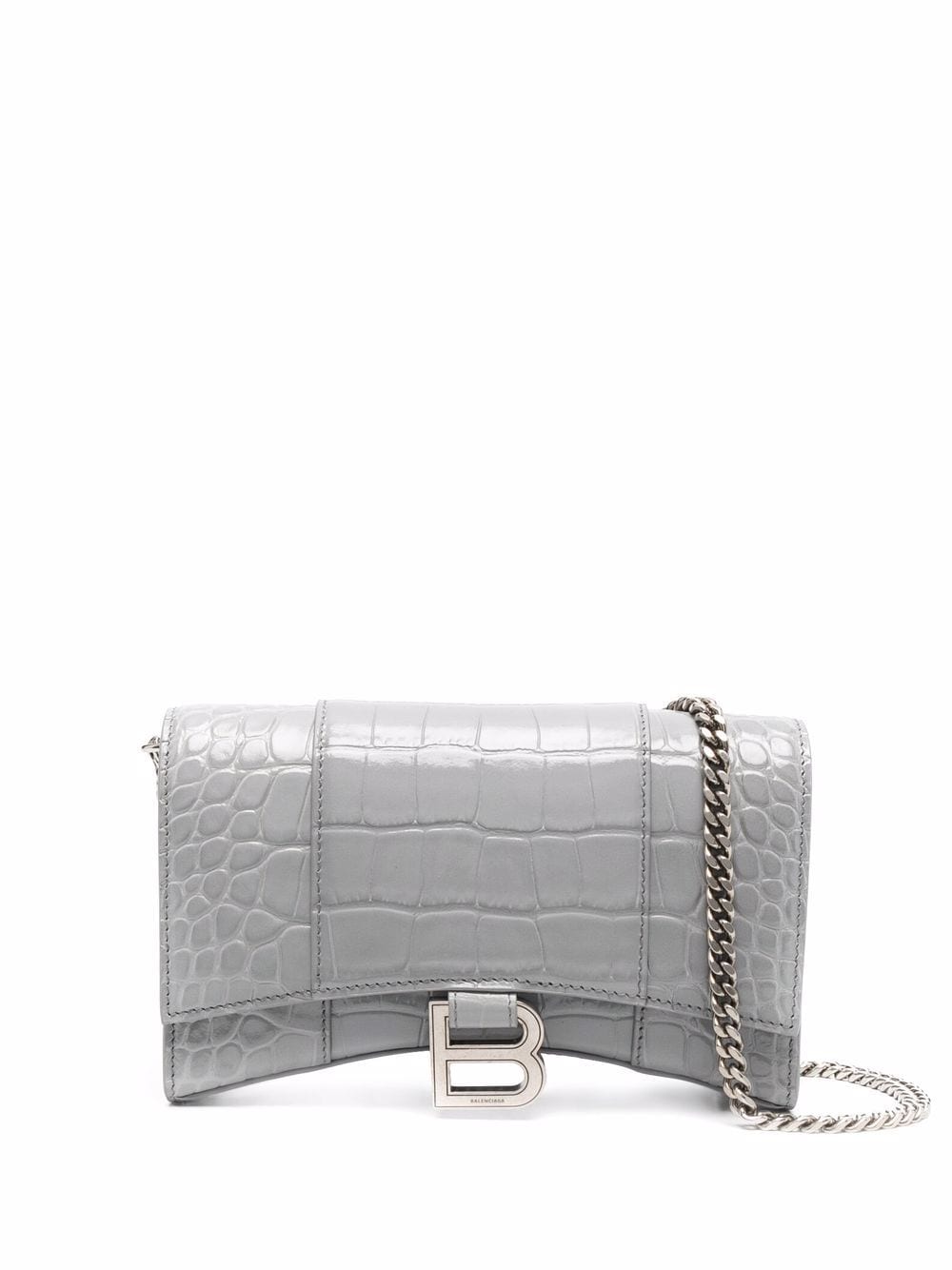 Ba*len*cia*ga hourglass crocodile-effect clutch bag