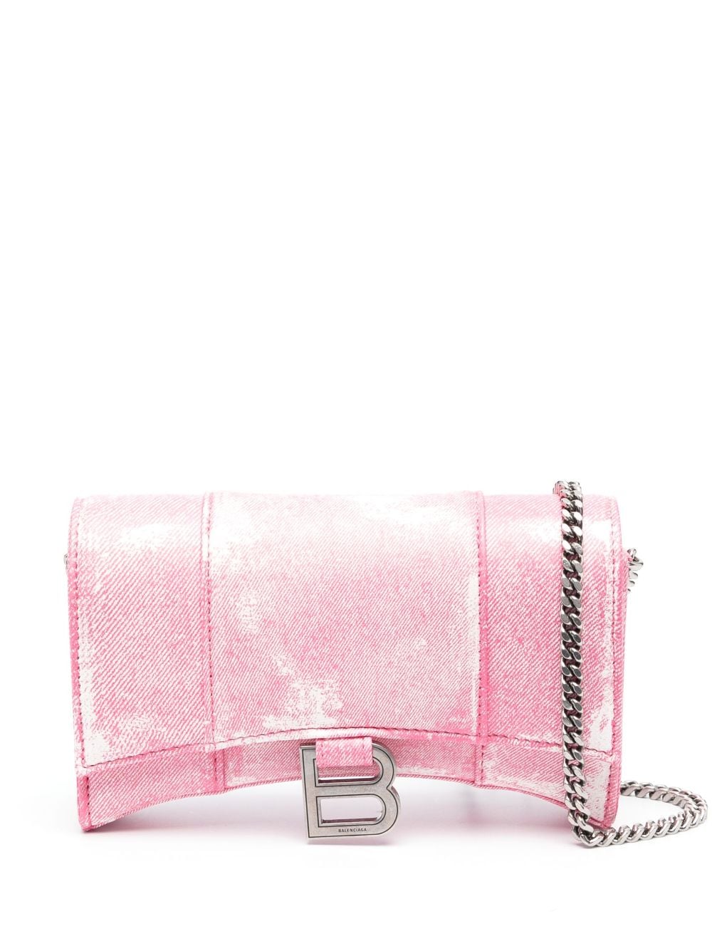 Ba*len*cia*ga hourglass denim chain wallet bag